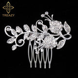 TREAZY Fashion Pearl Crystal Wedding Hair Jewelry Charm Floral Bridal Hair Combs Women Party Hairpins Wedding Hair Accessories