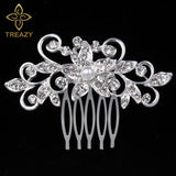 TREAZY Fashion Pearl Crystal Wedding Hair Jewelry Charm Floral Bridal Hair Combs Women Party Hairpins Wedding Hair Accessories