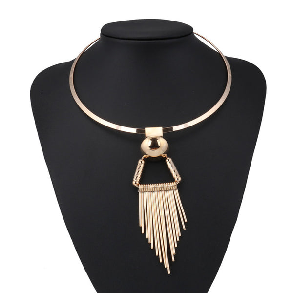 Tenande Punk Big Statement Stripe Triangle Tassel Necklace & Pendants for Women Simple Style Night Club Jewelry Bijuterias Colar