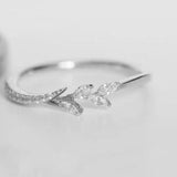 Tisonliz Danity Leaf Crystal Engagement Rings Women's Eternity Wedding Band Rings For Female Rose Gold Rings Jewelry Gifts