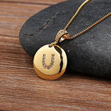 Top Quality Women Girls Initial Letter Necklace Gold 26 Letters Charm Necklaces Pendants Copper CZ Jewelry Personalized Necklace