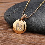 Top Quality Women Girls Initial Letter Necklace Gold 26 Letters Charm Necklaces Pendants Copper CZ Jewelry Personalized Necklace