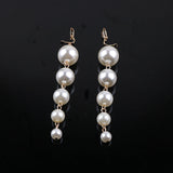 Trendy Exaggerated Big Simulated Pearl Long Dangle Clip On Earrings Without Piercing for Women Wedding Party Ear Clips Gift