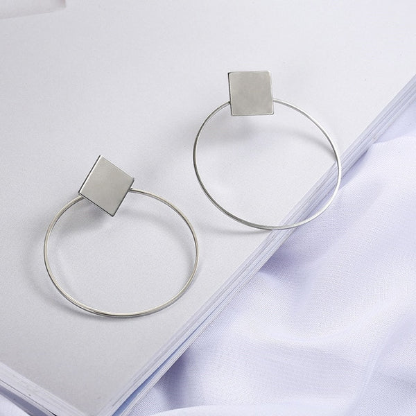 Trendy Simple Design Geometric Earrings Women Rhinestone Acrylic Metal Drop Earrings Square Round Hand Star Earrings Pendientes