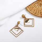 Trendy Simple Design Geometric Earrings Women Rhinestone Acrylic Metal Drop Earrings Square Round Hand Star Earrings Pendientes