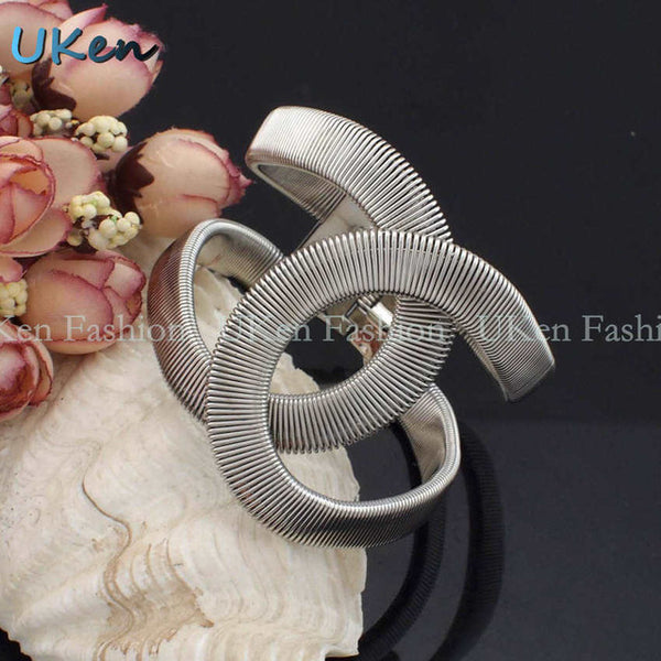UKEN Fashion Designer Jewelry Elegent Alloy Wide Spring Cuff Bracelet Bangles Statement Jewelry Fashion Bangle For Women Big