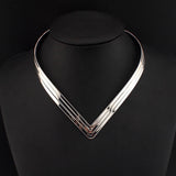 UKMOC North Africa Popular Torques Collar Chokers Fashion 3 Layer Bright Metal Weld Bib Women Charm Jewelry Statement Necklaces