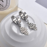 UNB 2017 New Women Men's Stainless Steel Dropping Earrings Black/Silver Color Cross Gothic Punk Rock Style Pendientes Mujer Moda