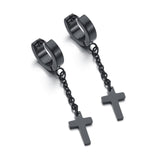 UNB 2017 New Women Men's Stainless Steel Dropping Earrings Black/Silver Color Cross Gothic Punk Rock Style Pendientes Mujer Moda