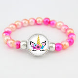 Unicorn Beads Bracelets 18mm Snap Holder Buttons Dome Cabochon Flamingos Charms Trendy Bracelets Girls Women Boy Jewelry Gift