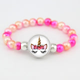 Unicorn Beads Bracelets 18mm Snap Holder Buttons Dome Cabochon Flamingos Charms Trendy Bracelets Girls Women Boy Jewelry Gift