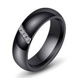 Unique Rings Women 6mm Black White Ceramic Ring For Women India Stone Crystal Comfort Wedding Rings Engagement Brand Jewelry