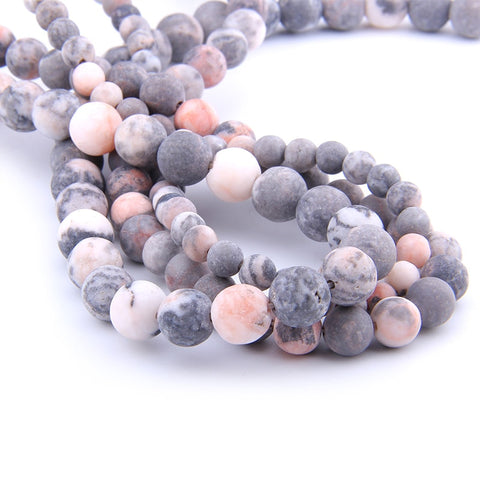 VINSWET 6 8 10 12mm Matte natural Stone beads Pink Zebra round bead spacer jewelry Beads For jewelry Making Bracelet Necklace