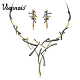 Viennois Necklace Earrings Dubai Jewelry Sets For Wedding Dress, Bridesmaids, Brides, Party or Prom Rose Gold & Gun Color 2019