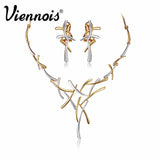 Viennois Necklace Earrings Dubai Jewelry Sets For Wedding Dress, Bridesmaids, Brides, Party or Prom Rose Gold & Gun Color 2019