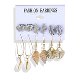 Vintage Geometric Stud Earrings Set For Women Girls 2019 Fashion Bead Stone Flower Small Earrings Boucle d'oreille Femme Gifts