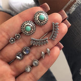 Vintage Geometric Stud Earrings Set For Women Girls 2019 Fashion Bead Stone Flower Small Earrings Boucle d'oreille Femme Gifts