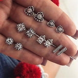 Vintage Geometric Stud Earrings Set For Women Girls 2019 Fashion Bead Stone Flower Small Earrings Boucle d'oreille Femme Gifts