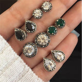 Vintage Geometric Stud Earrings Set For Women Girls 2019 Fashion Bead Stone Flower Small Earrings Boucle d'oreille Femme Gifts