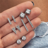 Vintage Geometric Stud Earrings Set For Women Girls 2019 Fashion Bead Stone Flower Small Earrings Boucle d'oreille Femme Gifts