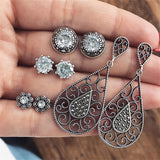 Vintage Geometric Stud Earrings Set For Women Girls 2019 Fashion Bead Stone Flower Small Earrings Boucle d'oreille Femme Gifts