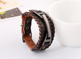 Vintage Handmade Feather Multilayer Leather Bracelet Sets Men Fashion Braiding Coffee Rope Wrap Bracelets & Bangles Male Gift