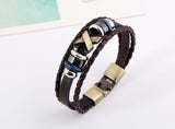 Vintage Handmade Feather Multilayer Leather Bracelet Sets Men Fashion Braiding Coffee Rope Wrap Bracelets & Bangles Male Gift