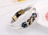 Vintage Handmade Feather Multilayer Leather Bracelet Sets Men Fashion Braiding Coffee Rope Wrap Bracelets & Bangles Male Gift