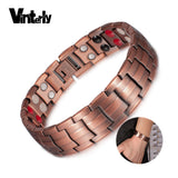 Vinterly Pure Copper Bracelet Men Energy Germanium Magnetic Bracelet Copper Vintage Hologram Chain & Link Bracelets for Men 2018