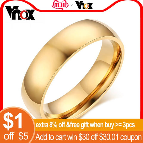 Vnox 6mm/ 8mm Classic Wedding Ring for Men Women Gold / Blue / Silver Color Stainless Steel US size