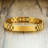 Vnox Gold Tone Stainless Steel Mens ID Bracelets Free Engraving Laser Name Date Customize Gift