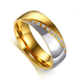 Vnox Gold-color Wedding Bands Ring for Women Men Jewelry 6mm Stainless Steel Engagement RingCouple Lover Anniversary Gift