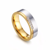 Vnox Gold-color Wedding Bands Ring for Women Men Jewelry 6mm Stainless Steel Engagement RingCouple Lover Anniversary Gift
