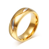 Vnox Gold-color Wedding Bands Ring for Women Men Jewelry 6mm Stainless Steel Engagement RingCouple Lover Anniversary Gift