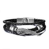 Vnox Lucky Vintage Men's Leather Bracelet Playing Cards Raja Vegas Charm Multilayer Braided Women Pulseira Masculina 7.87"