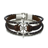 Vnox Lucky Vintage Men's Leather Bracelet Playing Cards Raja Vegas Charm Multilayer Braided Women Pulseira Masculina 7.87"