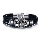 Vnox Lucky Vintage Men's Leather Bracelet Playing Cards Raja Vegas Charm Multilayer Braided Women Pulseira Masculina 7.87"