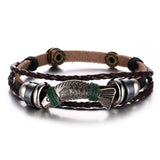 Vnox Lucky Vintage Men's Leather Bracelet Playing Cards Raja Vegas Charm Multilayer Braided Women Pulseira Masculina 7.87"
