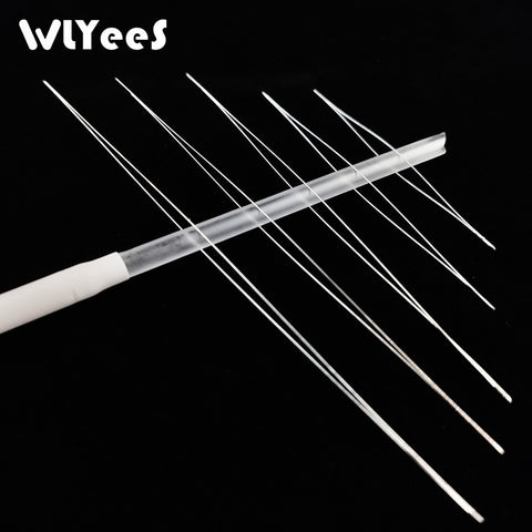 WLYeeS 5Pcs Central Opening Curved Beading Needles Stainless Steel Tools Pins for bead Threading String Cord Easy Jewelry Making