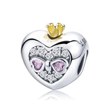 WOSTU 100% Authentic 925 Sterling Silver Heart Shape Charm Beads Fit Brand Charm Bracelet DIY Original Silver Jewelry