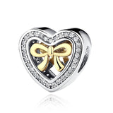 WOSTU 100% Authentic 925 Sterling Silver Heart Shape Charm Beads Fit Brand Charm Bracelet DIY Original Silver Jewelry