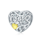 WOSTU 100% Authentic 925 Sterling Silver Heart Shape Charm Beads Fit Brand Charm Bracelet DIY Original Silver Jewelry