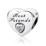 WOSTU 100% Authentic 925 Sterling Silver Heart Shape Charm Beads Fit Brand Charm Bracelet DIY Original Silver Jewelry