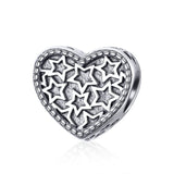 WOSTU 100% Authentic 925 Sterling Silver Heart Shape Charm Beads Fit Brand Charm Bracelet DIY Original Silver Jewelry