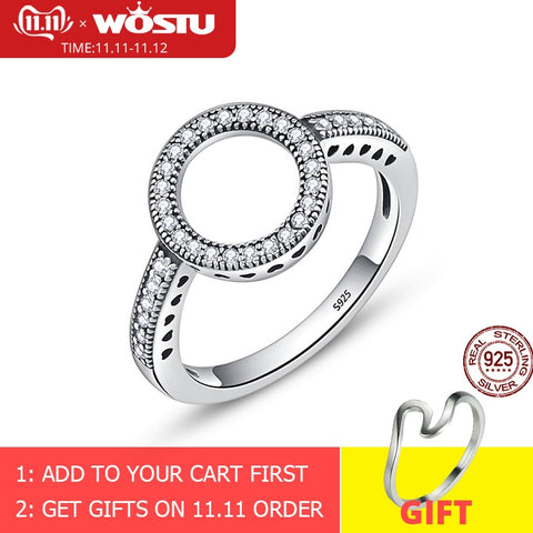 WOSTU 2019 Hot Sale Real 925 Sterling Silver Lucky Circle Finger Rings For Women Fashion Jewelry Gift Dropshipping CQR041