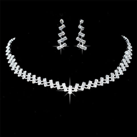 Wedding Jewelry Crystal Bridal Gifts Choker Necklace Earrings Set Wedding Jewelry Sets Brides Hot Selling Wedding Jewelry Sets