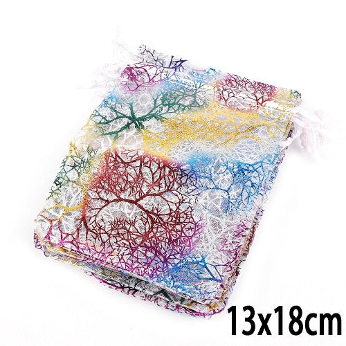 Wholesale 10/20/50Pcs 4 Sizes Drawstring Organza Bags White&Colorful Jewelry Packaging Bags Wedding Gift Bags Jewelry Pouches