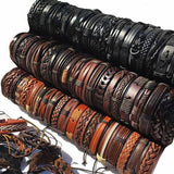 Wholesale 10PCS/lot (Random 10pcs ) Mix Styles Braided Bracelets Or 6pcs Leather Bracelets For Men Wrap Bangle Party Gifts  MX5