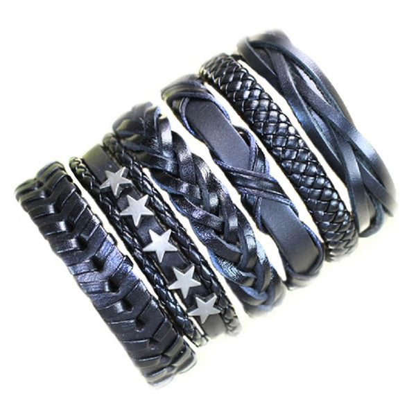 Wholesale 10PCS/lot (Random 10pcs ) Mix Styles Braided Bracelets Or 6pcs Leather Bracelets For Men Wrap Bangle Party Gifts  MX5