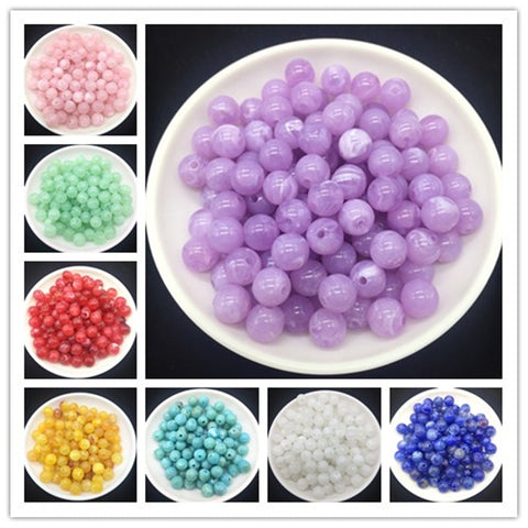 Wholesale  6 8 10 mm Acrylic Clouds Beads Effect Round BEADS Spacer Loose Beads Craft DIY